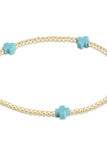 ENEWTON DESIGN Small Signature Cross Gold Pattern 2mm Bead Bracelet - Turquoise