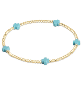 ENEWTON DESIGN Small Signature Cross Gold Pattern 2mm Bead Bracelet - Turquoise