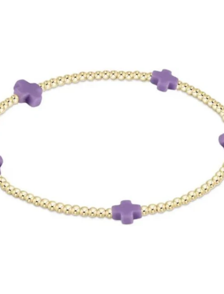 ENEWTON DESIGN Small Signature Cross Gold Pattern 2mm Bead Bracelet - Purple