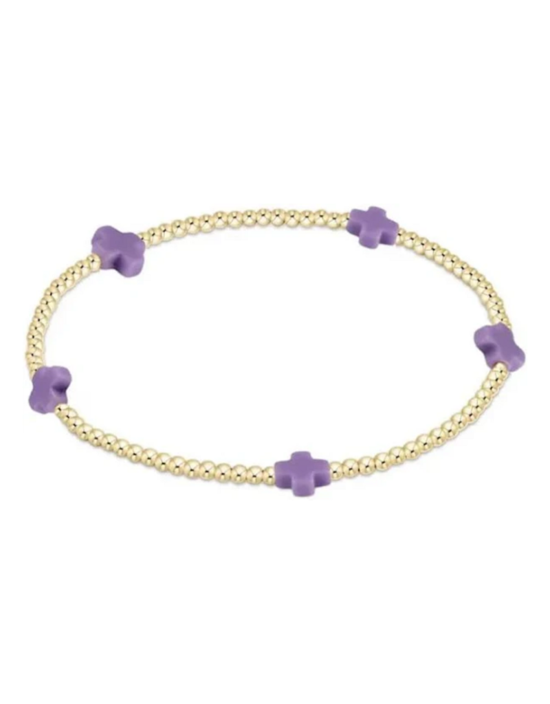 ENEWTON DESIGN Small Signature Cross Gold Pattern 2mm Bead Bracelet - Purple