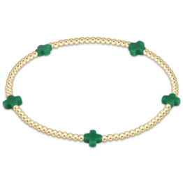 ENEWTON DESIGN Small Signature Cross Gold Pattern 2mm Bead Bracelet - Emerald