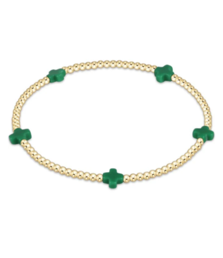 ENEWTON DESIGN Small Signature Cross Gold Pattern 2mm Bead Bracelet - Emerald