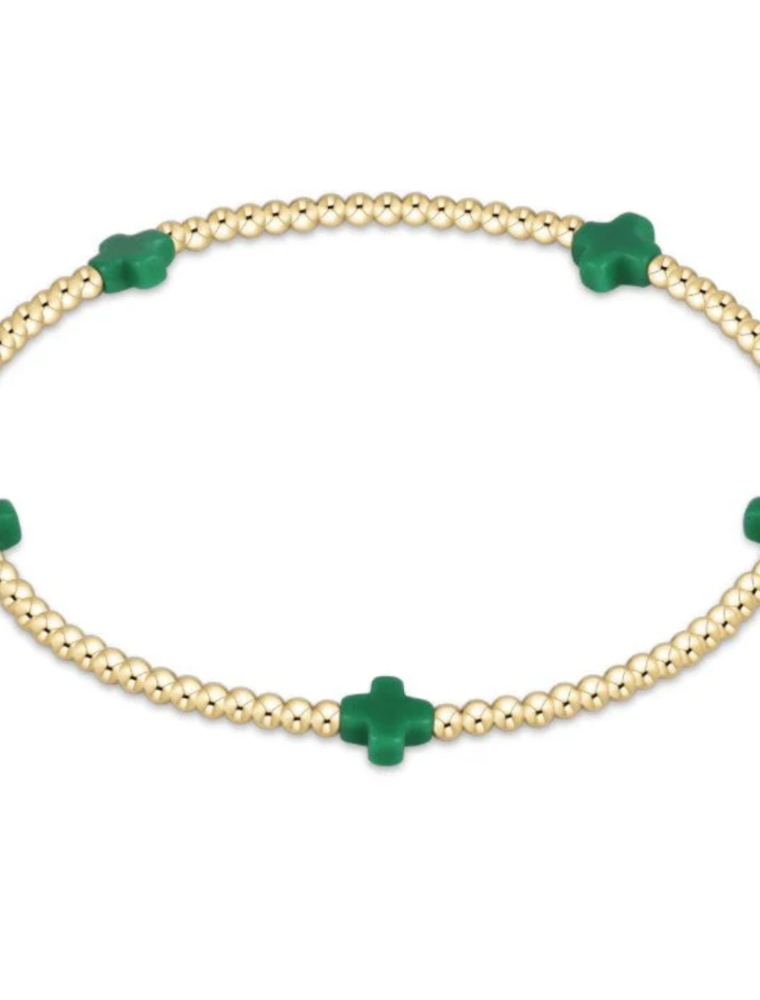 ENEWTON DESIGN Small Signature Cross Gold Pattern 2mm Bead Bracelet - Emerald
