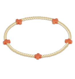 ENEWTON DESIGN Small Signature Cross Gold Pattern 2mm Bead Bracelet - Coral