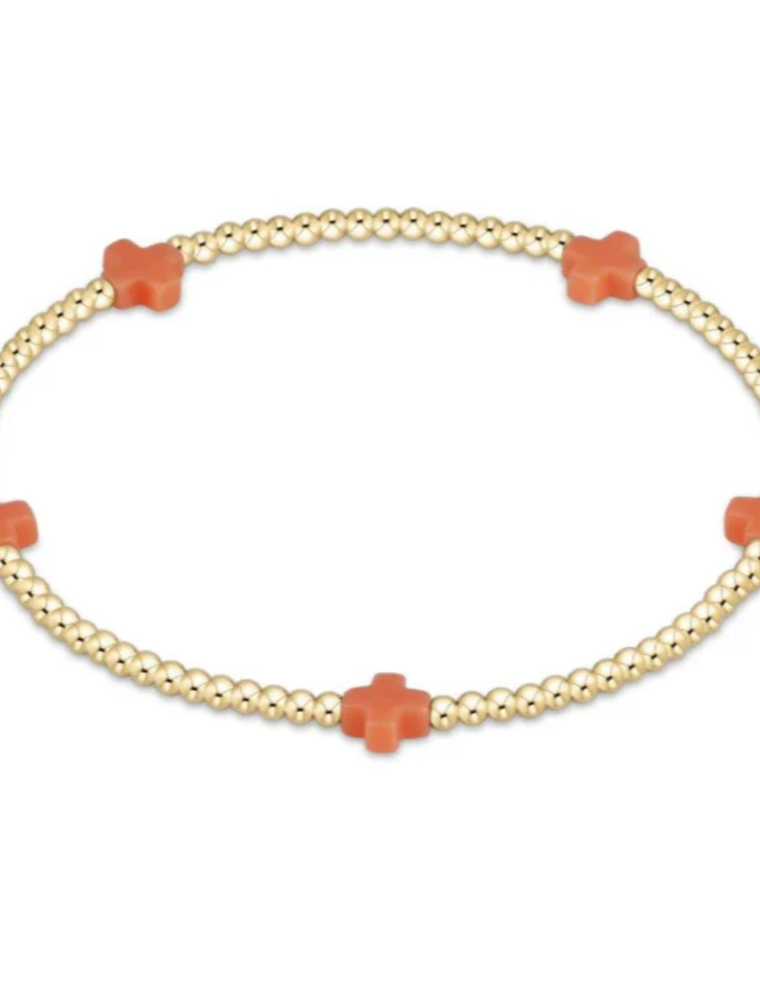 ENEWTON DESIGN Small Signature Cross Gold Pattern 2mm Bead Bracelet - Coral