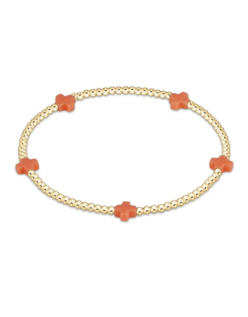 ENEWTON DESIGN Small Signature Cross Gold Pattern 2mm Bead Bracelet - Coral