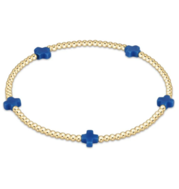 ENEWTON DESIGN Small Signature Cross Gold Pattern 2mm Bead Bracelet - Cobalt
