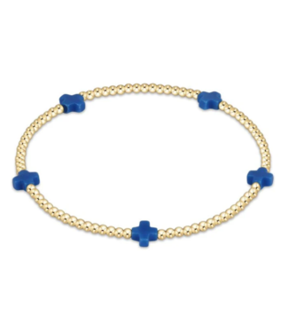 ENEWTON DESIGN Small Signature Cross Gold Pattern 2mm Bead Bracelet - Cobalt