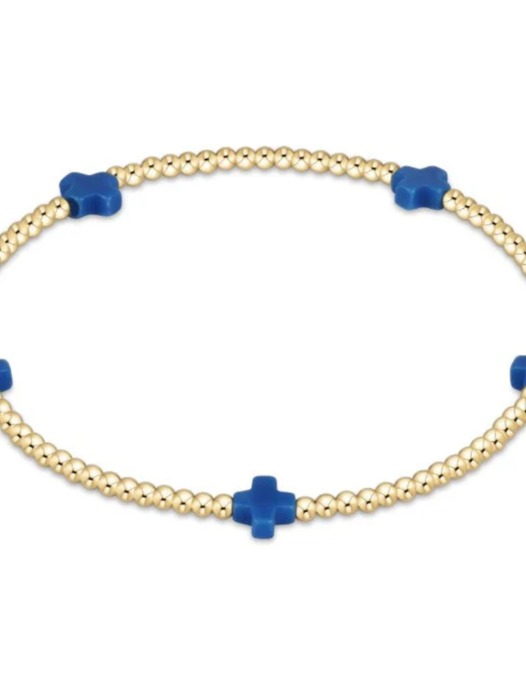 ENEWTON DESIGN Small Signature Cross Gold Pattern 2mm Bead Bracelet - Cobalt