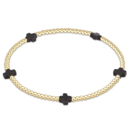 ENEWTON DESIGN Small Signature Cross Gold Pattern 2mm Bead Bracelet - Charcoal