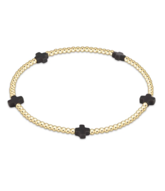 ENEWTON DESIGN Small Signature Cross Gold Pattern 2mm Bead Bracelet - Charcoal