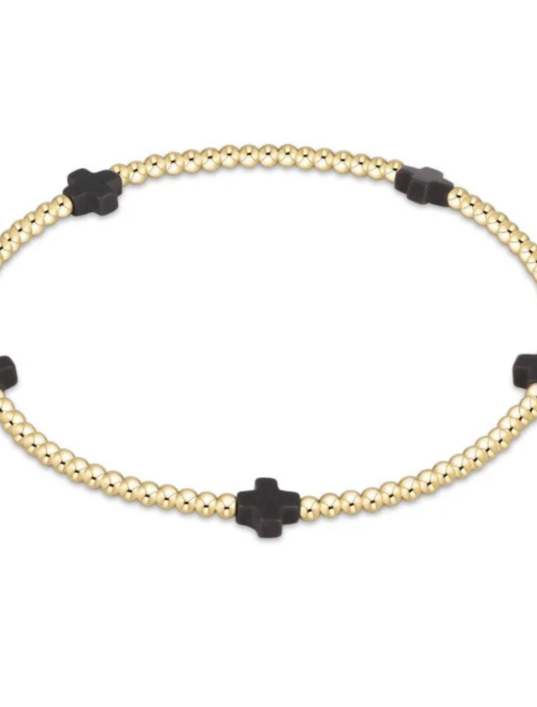 ENEWTON DESIGN Small Signature Cross Gold Pattern 2mm Bead Bracelet - Charcoal