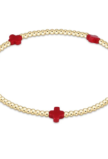 ENEWTON DESIGN Small Signature Cross Gold Pattern 2mm Bead Bracelet - Red
