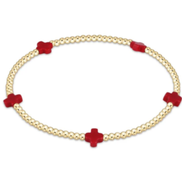 ENEWTON DESIGN Small Signature Cross Gold Pattern 2mm Bead Bracelet - Red
