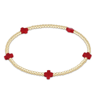 ENEWTON DESIGN Small Signature Cross Gold Pattern 2mm Bead Bracelet - Red