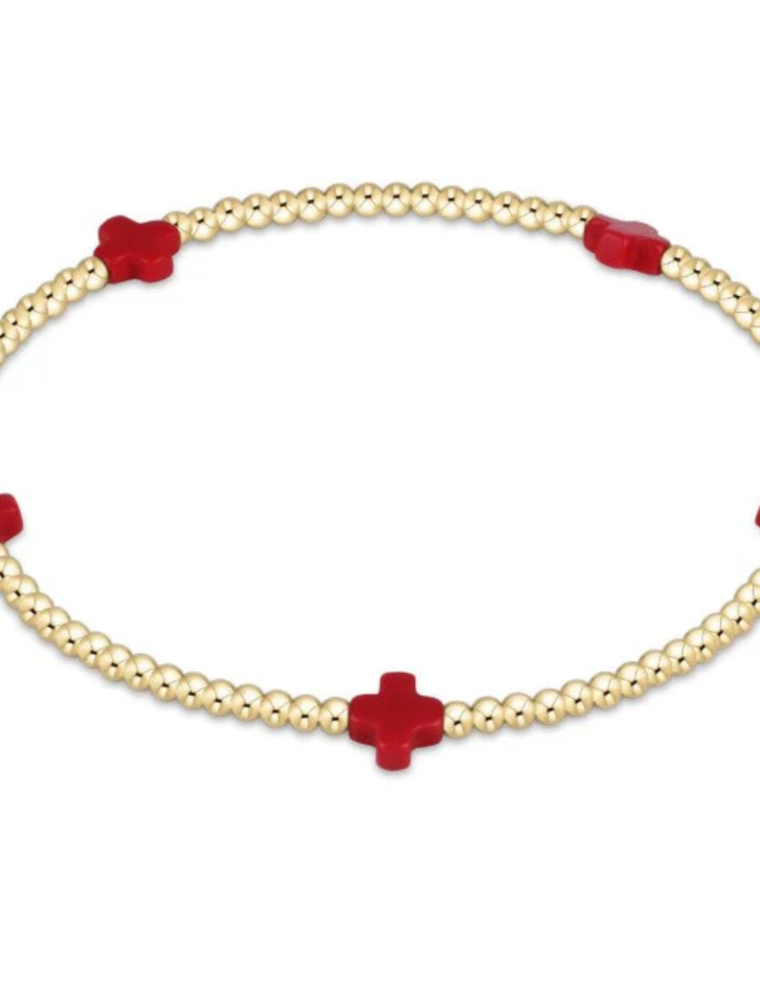ENEWTON DESIGN Small Signature Cross Gold Pattern 2mm Bead Bracelet - Red