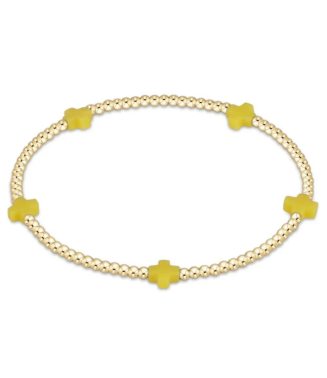 Small Signature Cross Gold Pattern 2mm Bead Bracelet - Canary