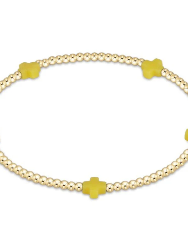 ENEWTON DESIGN Small Signature Cross Gold Pattern 2mm Bead Bracelet - Canary