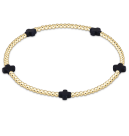 ENEWTON DESIGN Small Signature Cross Gold Pattern 2mm Bead Bracelet - Navy
