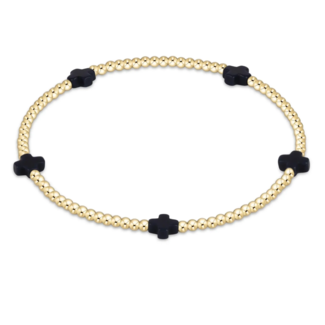 ENEWTON DESIGN Small Signature Cross Gold Pattern 2mm Bead Bracelet - Navy