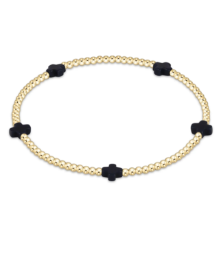 ENEWTON DESIGN Small Signature Cross Gold Pattern 2mm Bead Bracelet - Navy