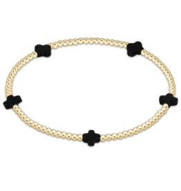ENEWTON DESIGN Small Signature Cross Gold Pattern 2mm Bead Bracelet - Onyx