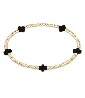 ENEWTON DESIGN Small Signature Cross Gold Pattern 2mm Bead Bracelet - Onyx