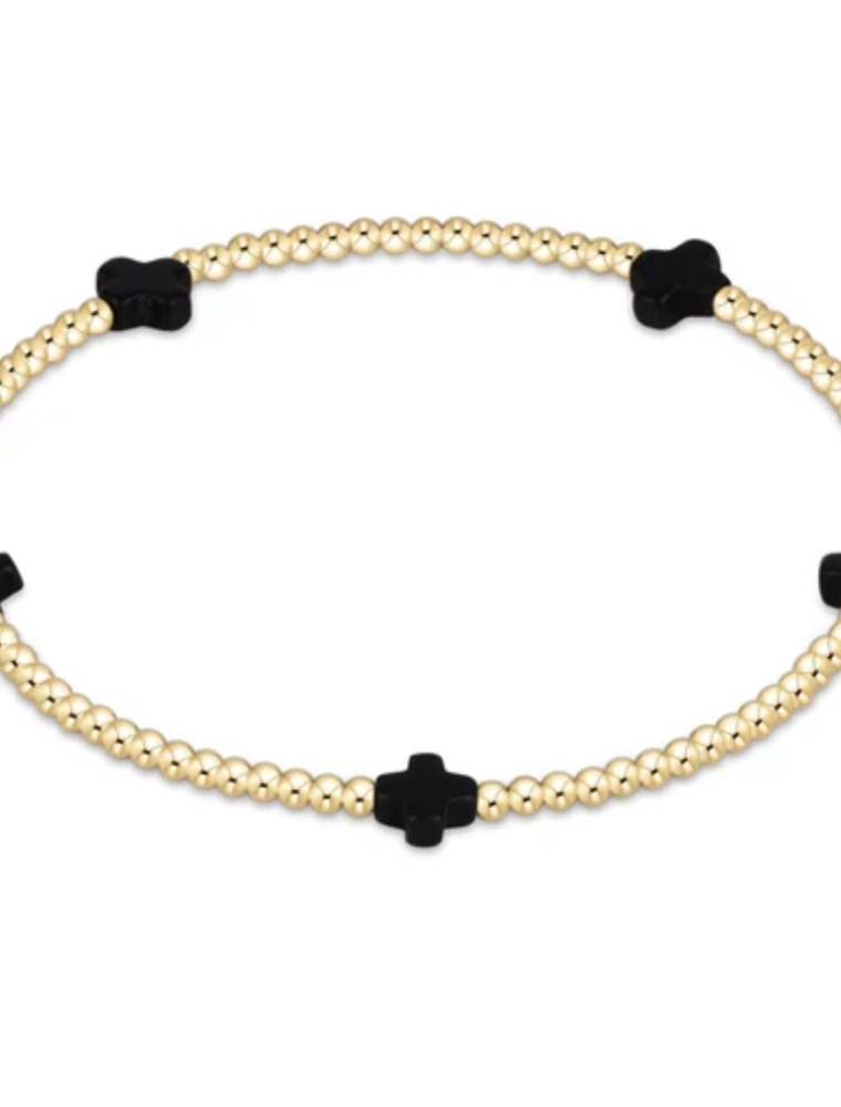 ENEWTON DESIGN Small Signature Cross Gold Pattern 2mm Bead Bracelet - Onyx