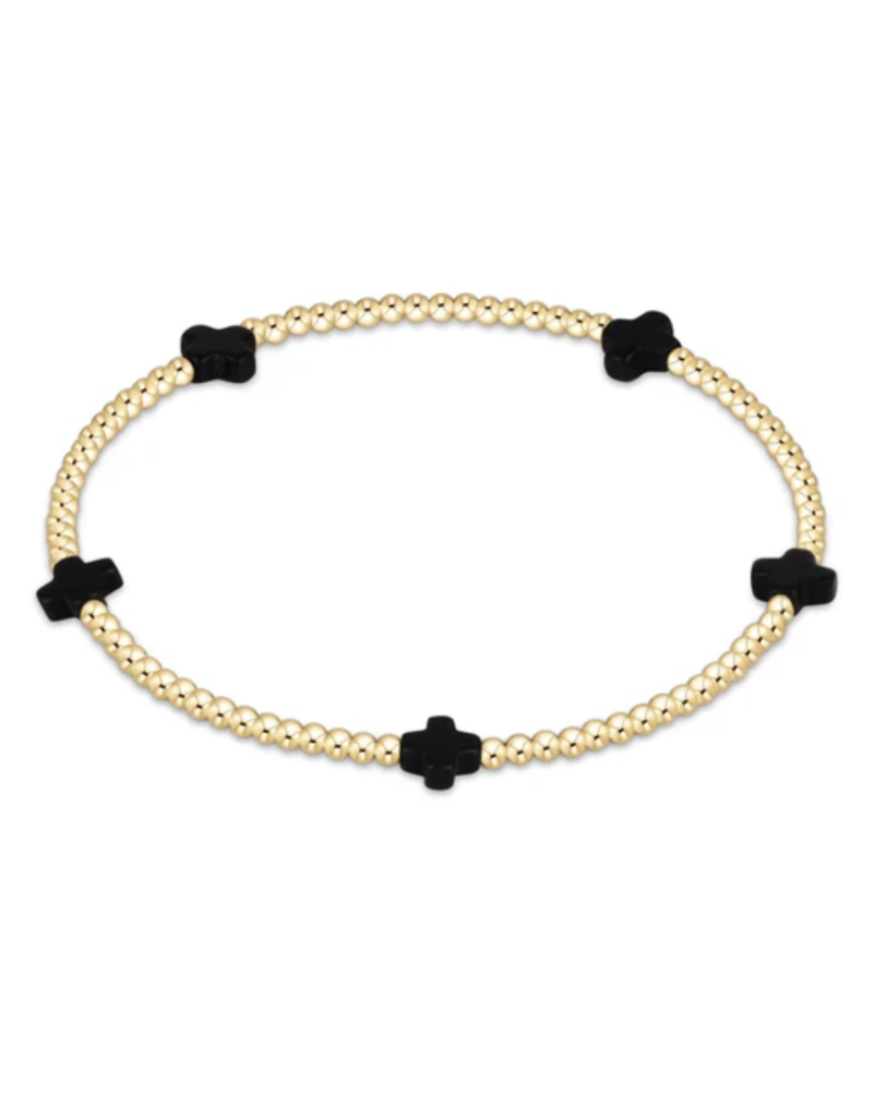 ENEWTON DESIGN Small Signature Cross Gold Pattern 2mm Bead Bracelet - Onyx