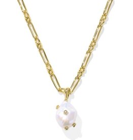 KENDRA SCOTT DESIGN Melody Gold Small Long Pendant Necklace in Freshwater Cultured Pearl