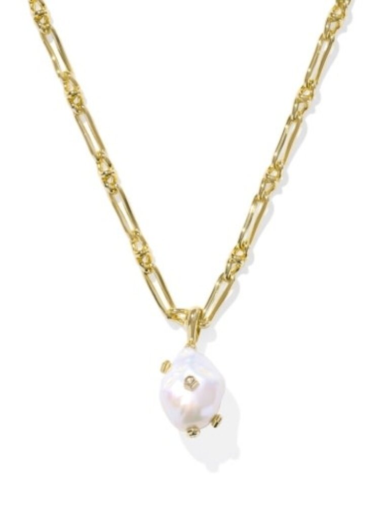 KENDRA SCOTT DESIGN Melody Gold Small Long Pendant Necklace in Freshwater Cultured Pearl