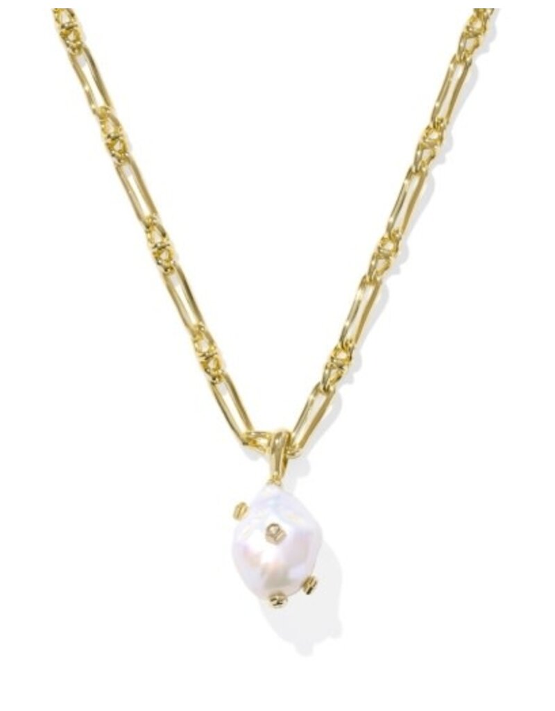 KENDRA SCOTT DESIGN Melody Gold Small Long Pendant Necklace in Freshwater Cultured Pearl