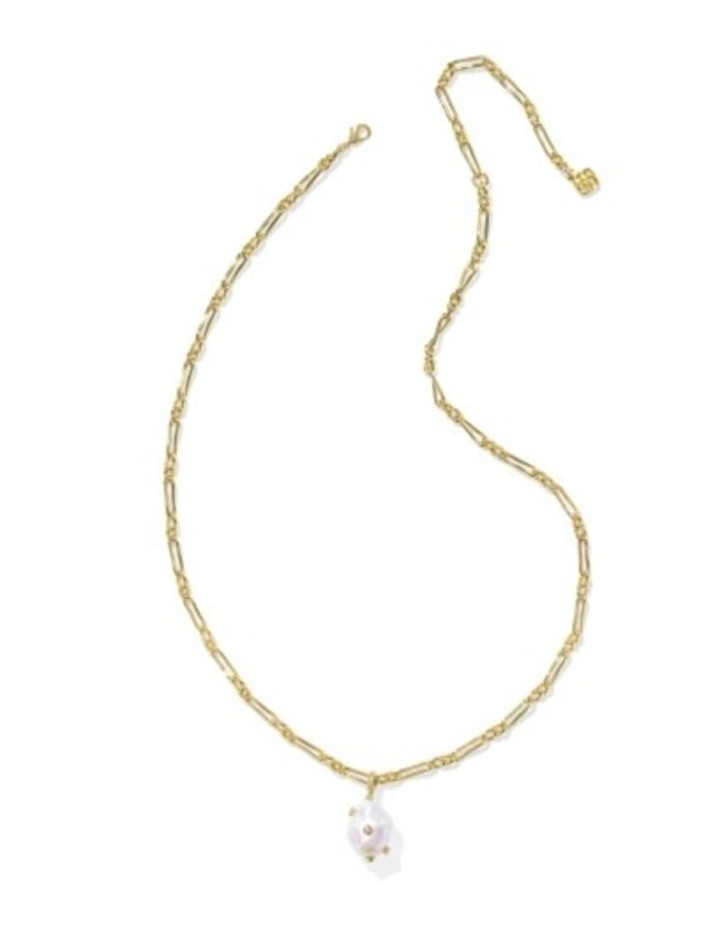 KENDRA SCOTT DESIGN Melody Gold Small Long Pendant Necklace in Freshwater Cultured Pearl