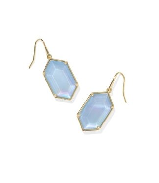 KENDRA SCOTT DESIGN Hallie Gold Drop Earrings in Sky Blue Mother-of-Pearl