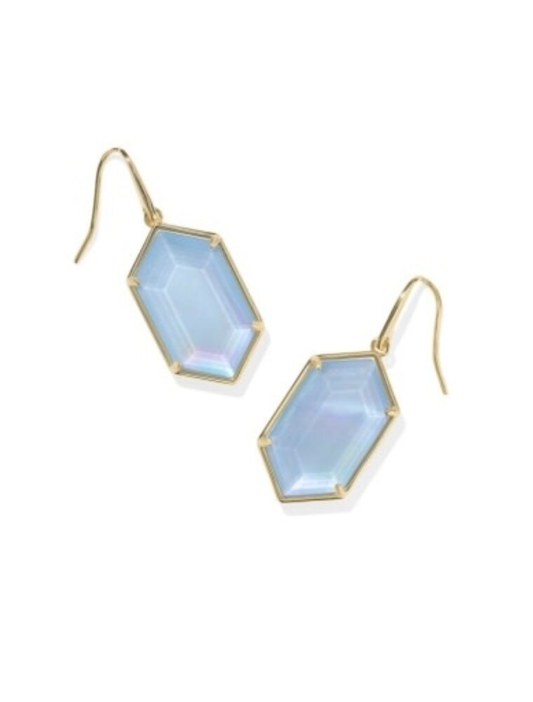 KENDRA SCOTT DESIGN Hallie Gold Drop Earrings in Sky Blue Mother-of-Pearl