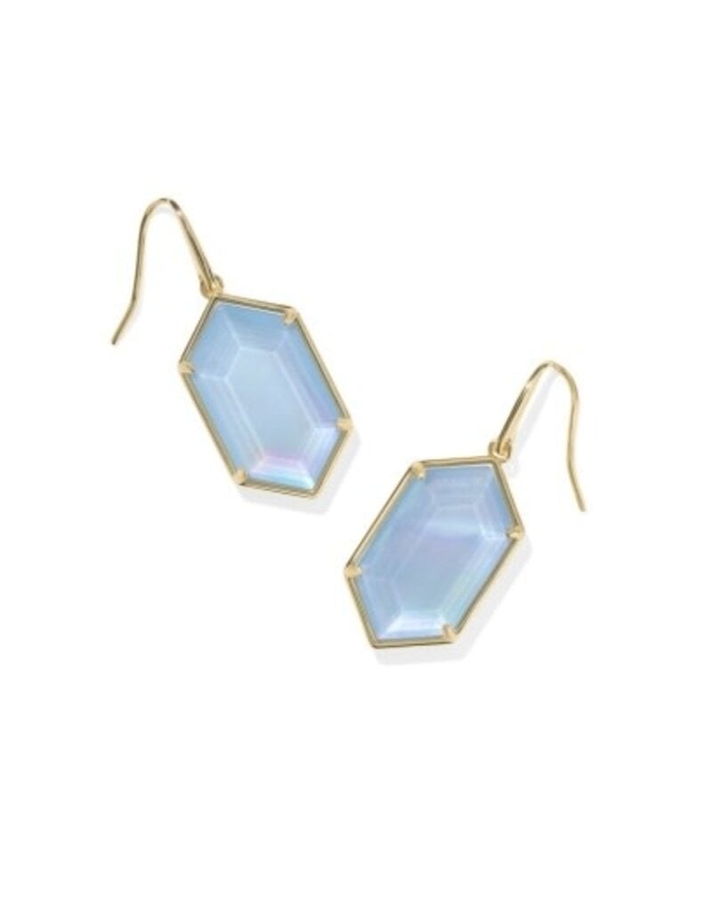 KENDRA SCOTT DESIGN Hallie Gold Drop Earrings in Sky Blue Mother-of-Pearl