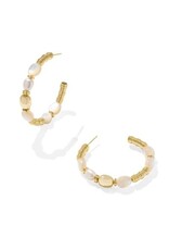 KENDRA SCOTT DESIGN Melody Gold Beaded Hoop Earrings in Freshwater Cultured Pearl and Ivory Mother-of-Pearl