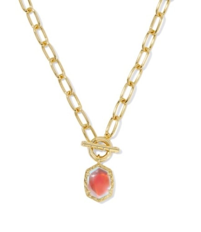 Daphne Convertible Gold Link and Chain Necklace in Dichroic Glass