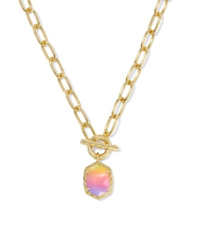 Daphne Convertible Gold Link and Chain Necklace in Sunrise Watercolor Illusion