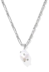 KENDRA SCOTT DESIGN Melody Silver Small Long Pendant Necklace in Freshwater Cultured Pearl