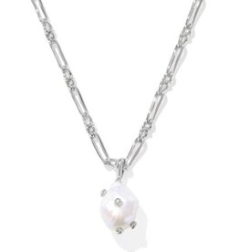 KENDRA SCOTT DESIGN Melody Silver Small Long Pendant Necklace in Freshwater Cultured Pearl