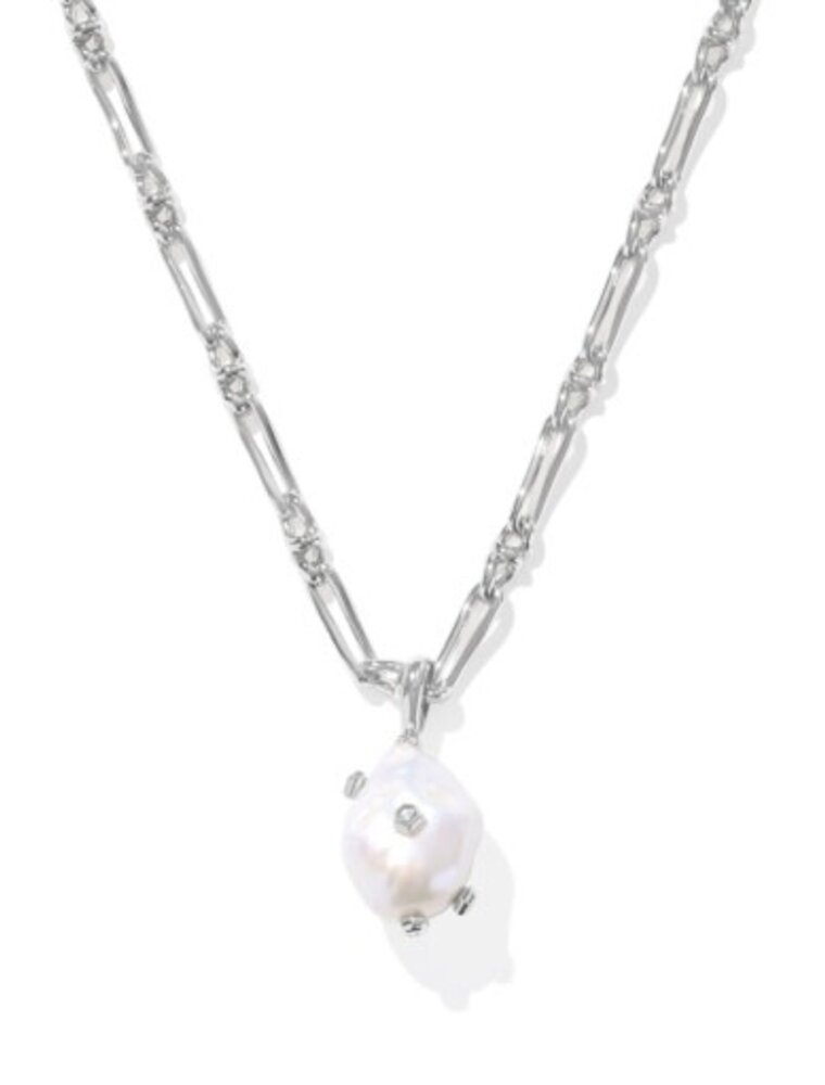 KENDRA SCOTT DESIGN Melody Silver Small Long Pendant Necklace in Freshwater Cultured Pearl