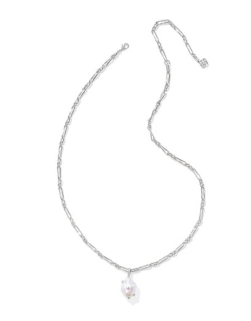KENDRA SCOTT DESIGN Melody Silver Small Long Pendant Necklace in Freshwater Cultured Pearl