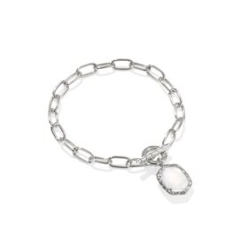 KENDRA SCOTT DESIGN Daphne Silver Link and Chain Bracelet in Ivory Mother-of-Pearl