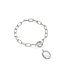 Daphne Silver Link and Chain Bracelet in Ivory Mother-of-Pearl