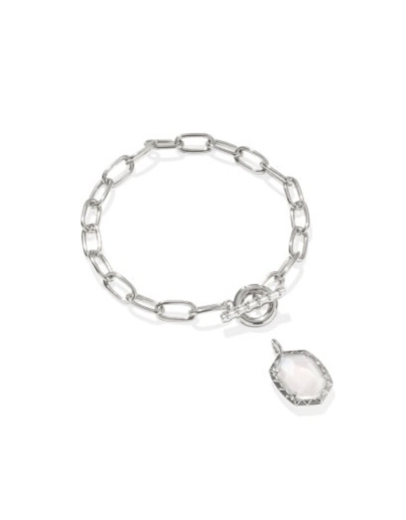KENDRA SCOTT DESIGN Daphne Silver Link and Chain Bracelet in Ivory Mother-of-Pearl