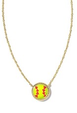 KENDRA SCOTT DESIGN Softball Gold Short Pendant Necklace in Chartreuse Magnesite