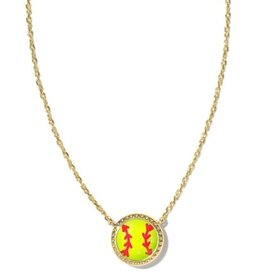 KENDRA SCOTT DESIGN Softball Gold Short Pendant Necklace in Chartreuse Magnesite