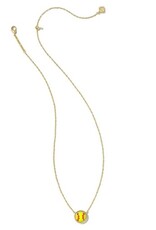 KENDRA SCOTT DESIGN Softball Gold Short Pendant Necklace in Chartreuse Magnesite