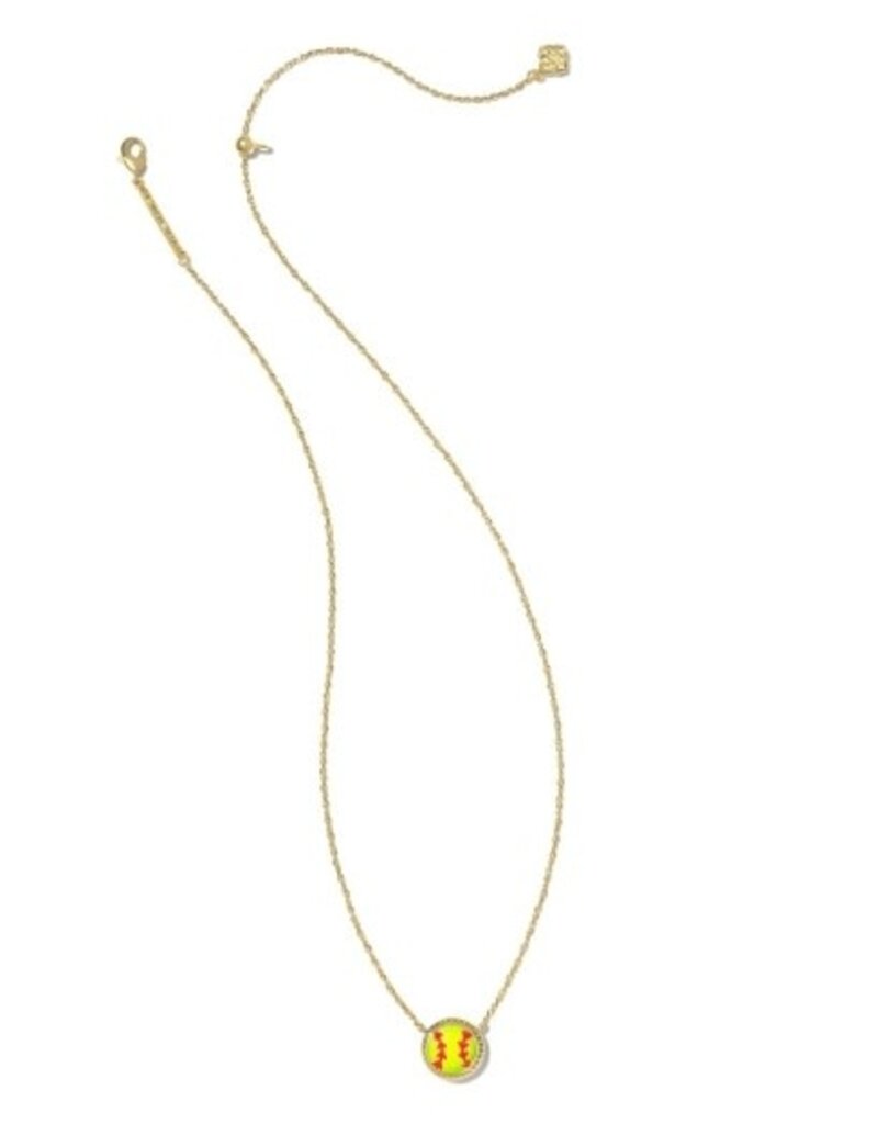 KENDRA SCOTT DESIGN Softball Gold Short Pendant Necklace in Chartreuse Magnesite